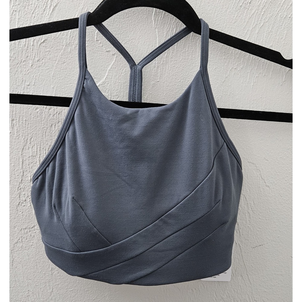 *NEW w/Tags Lululemon‎ Wrap-Front Flow Y Hi-Neck Sports Bra Size 4 Oil Blue
